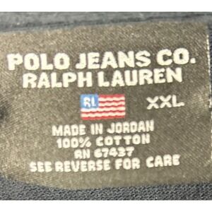 Polo Jeans Company Ralph Lauren Polo Shirt Mens 2XL Short Sleeve Flag Logo Black